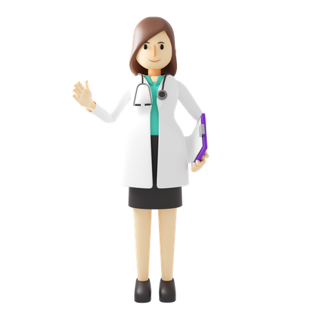 Médica com relatório médico  3D Illustration