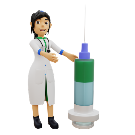 Médica com vacina contra coronavírus  3D Illustration