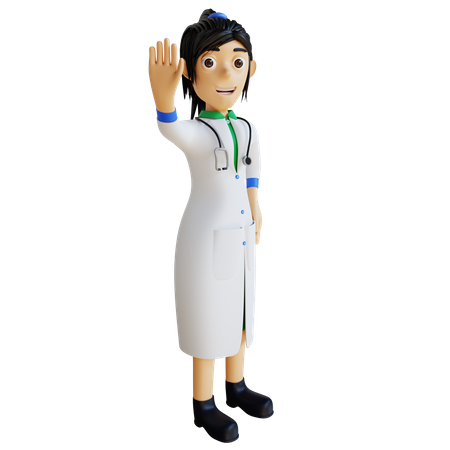 Médica dizendo olá  3D Illustration