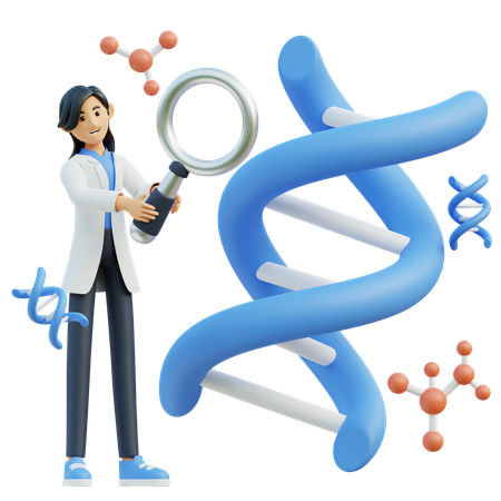 Médica verifica DNA  3D Illustration