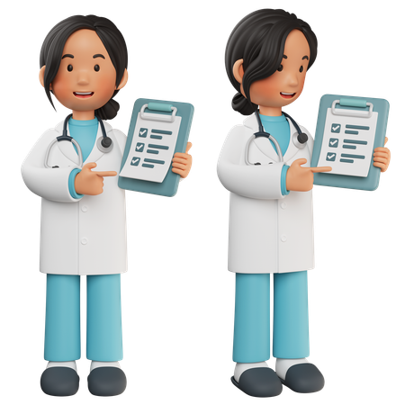 Doctora mostrando informe médico  3D Icon