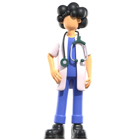 Médica fazendo pose em pé  3D Illustration