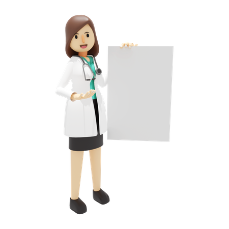 Médica mostrando quadro em branco  3D Illustration