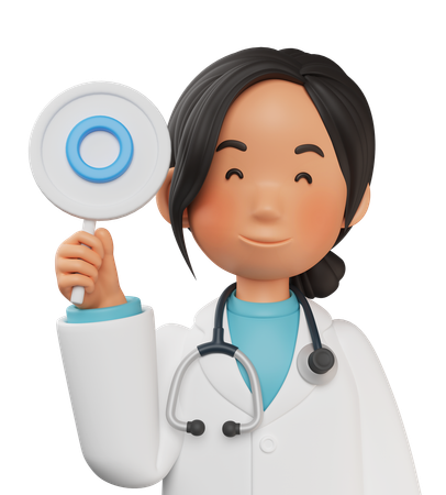 Médica segurando o sinal de "O"  3D Illustration