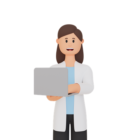 Médica trabalhando no laptop  3D Illustration
