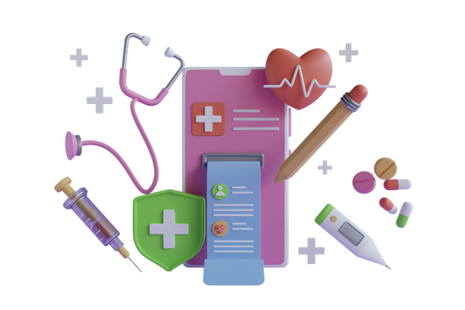 Medical app  3D Illustration