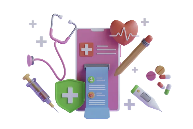 Medical app  3D Illustration