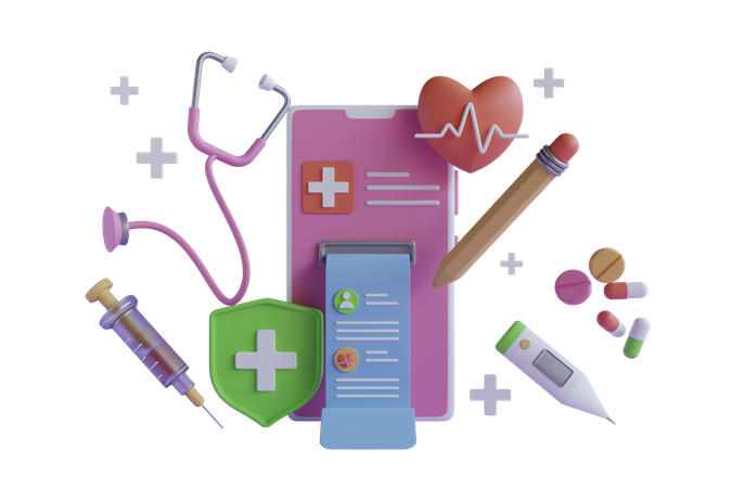 Medical app 3D Illustration