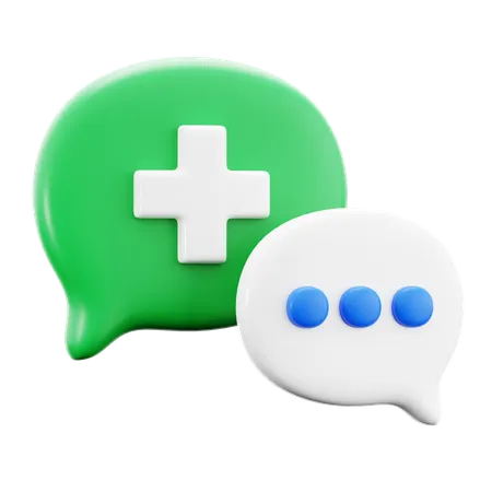 Chat Balloon Speak With Plus Symbol For Patient Doctor Consultation Communication Medical Hospital 3 D Icon Illustration Render Design 3D Icon