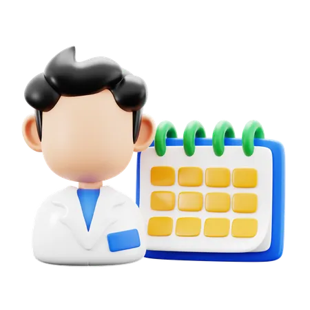 Male Doctor With Appointment Calendar Schedule Medical Hospital 3 D Icon Illustration Render Design 3D Icon