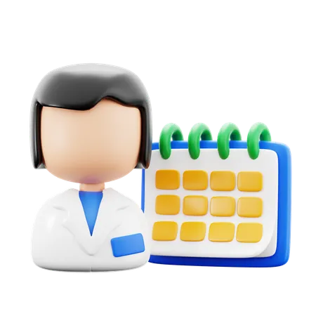 Female Doctor With Appointment Patient Schedule Calendar Medical Hospital 3 D Icon Illustration Render Design 3D Icon