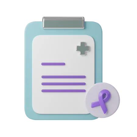 Medical Clipboard With Purple Ribbon World Cancer Day Concept February 4 Raise Awareness Prevention Detection Treatment Icon Design 3 D Illustration 3D Icon