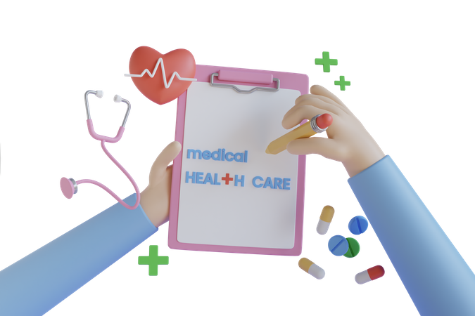 Medical healthcare prescription  3D Illustration