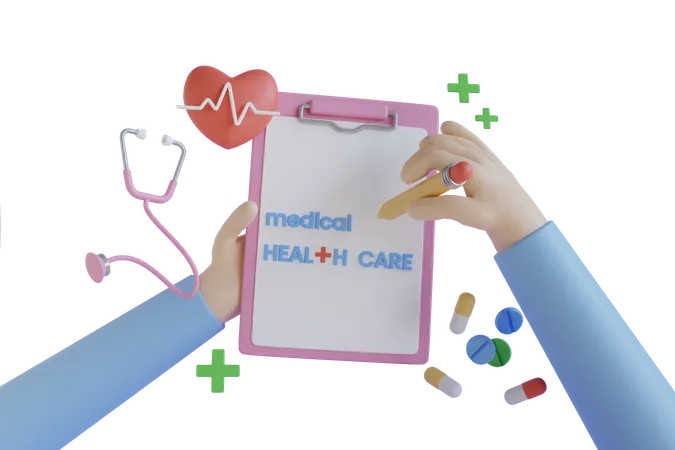 Medical healthcare prescription  3D Illustration