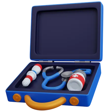 3 D Rendering Blue Medical Kit Isolated 3D Icon