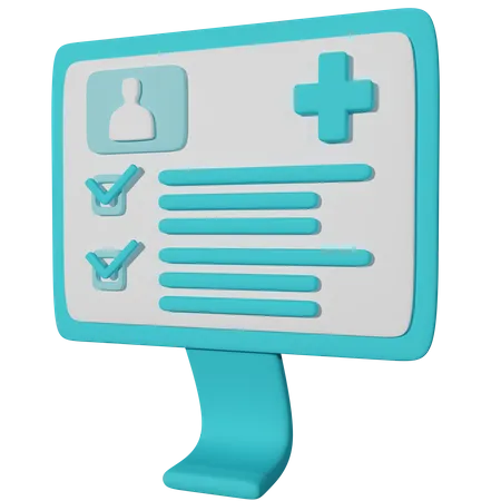 Medical Report On Device 3D Icon