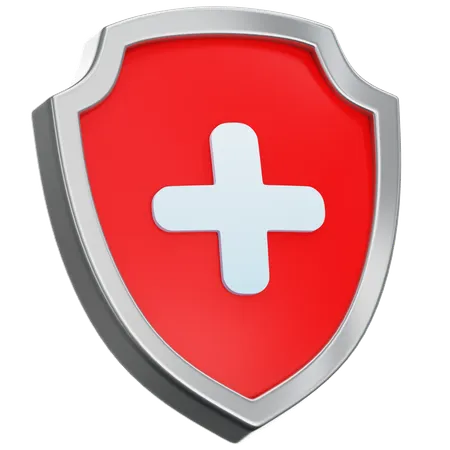 3 D Medical Health Protection Shield With Cross Medical Guard Shield Insurance Concept 3 D Illustration Rendering 3D Icon
