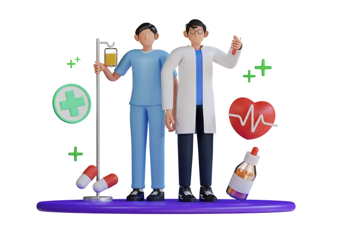 Medical Team  3D Illustration