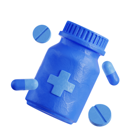 Pilules et bouteille de médicaments  3D Icon