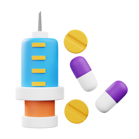 薬と注射器  3D Icon