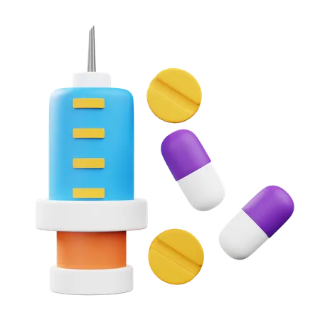 薬と注射器  3D Icon