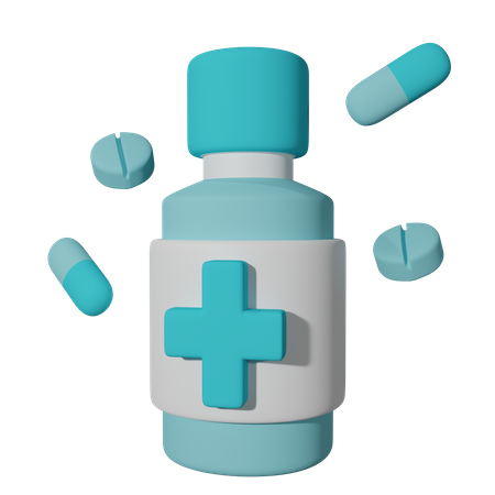 Medicine Bottles And Capsules  3D Icon