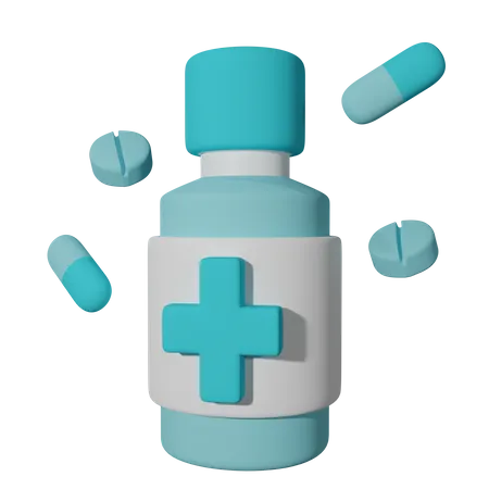 Medicine Bottles And Capsules  3D Icon