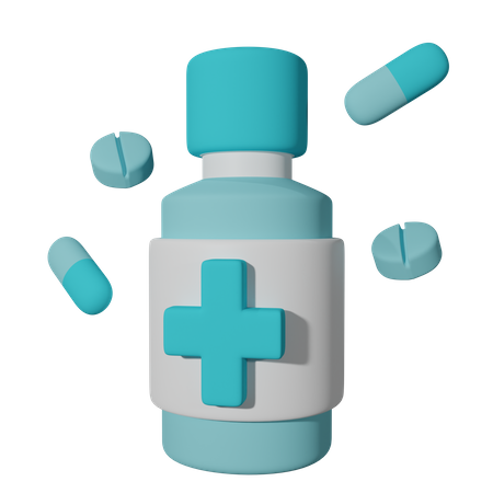 Medicine Bottles And Capsules 3D Icon