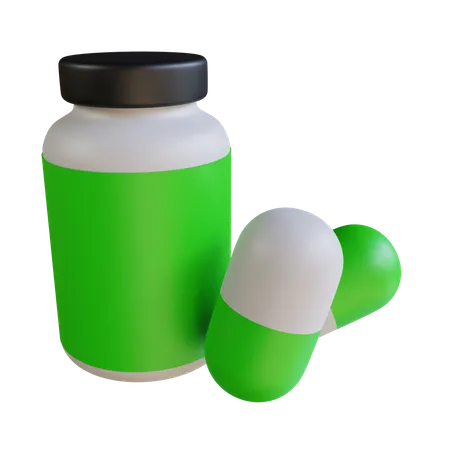 Medicine Bottles And Pills  3D Icon