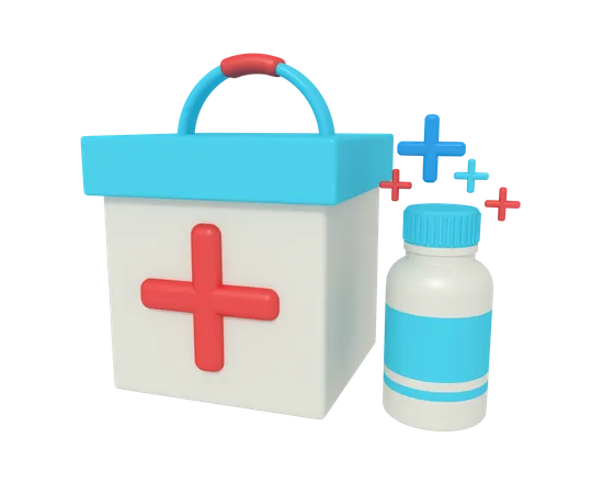 3 D Illustration Of Medicine First Aid Box 3D Icon
