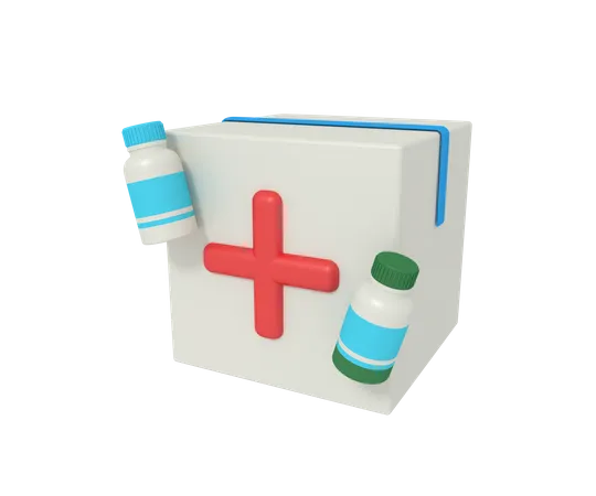 3 D Illustration Of Medicine Box Delivery 3D Icon