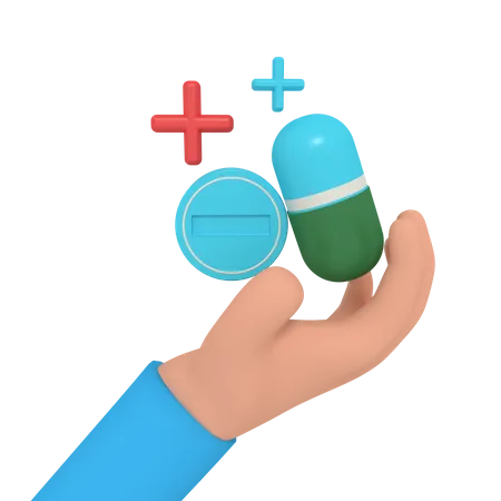 3 D Illustration Of Medicine On Hand Holding 3D Icon