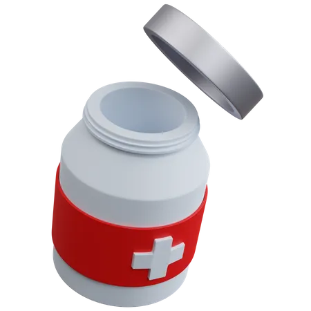 3 D Rendering Medicine Bottle Open Isolated 3D Icon