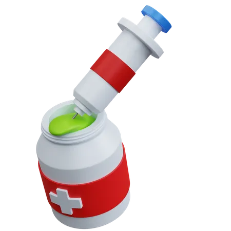 3 D Rendering Medical Bottle Open With Liquid And Injection Isolated 3D Icon