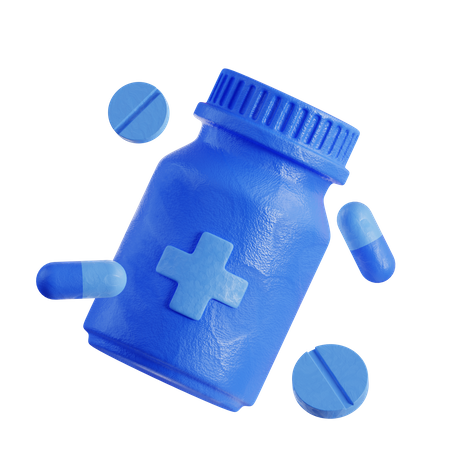 Medicine pills and bottle  3D Icon