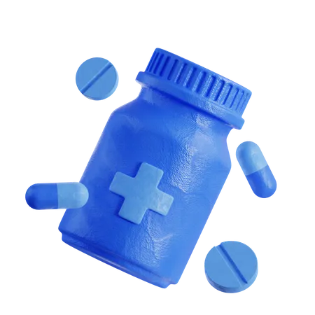 Medicine pills and bottle  3D Icon