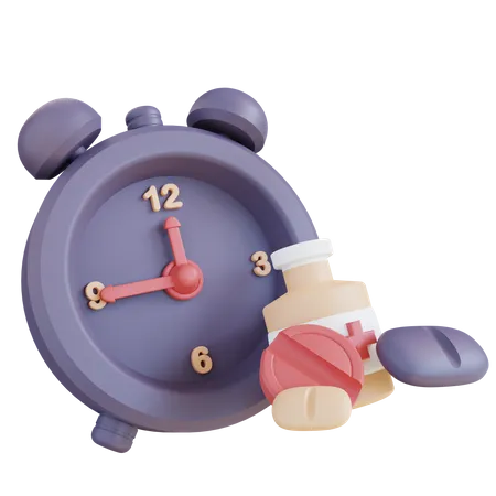 3 D Illustration Of Medication Time 3D Icon
