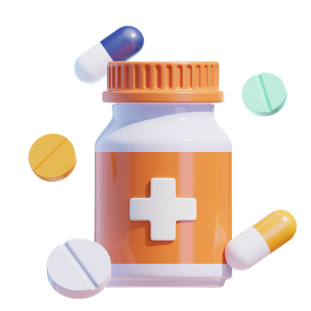 Medicine With Floating Pills  3D Icon