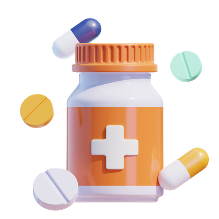 Medicine With Floating Pills  3D Icon