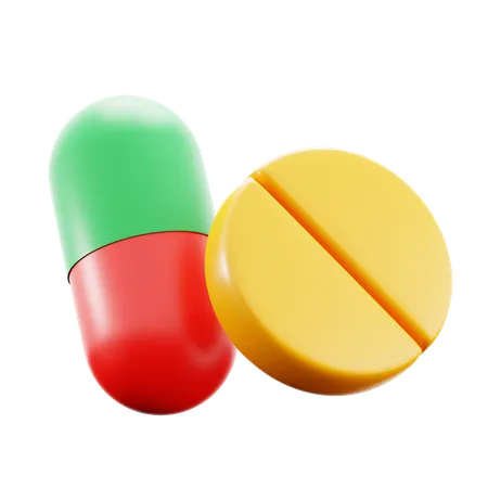 Medicine Pill And Capsule Medical Treatment And Pharmacy Drugstore Symbol Hospital 3 D Icon Illustration Render Design 3D Icon