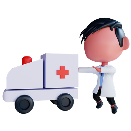 Médico de ambulância de emergência  3D Illustration