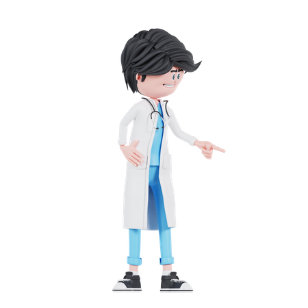 Médico apontando para a esquerda  3D Illustration