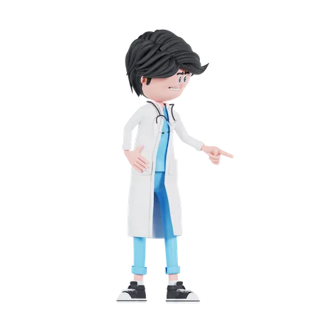 Médico apontando para a esquerda  3D Illustration