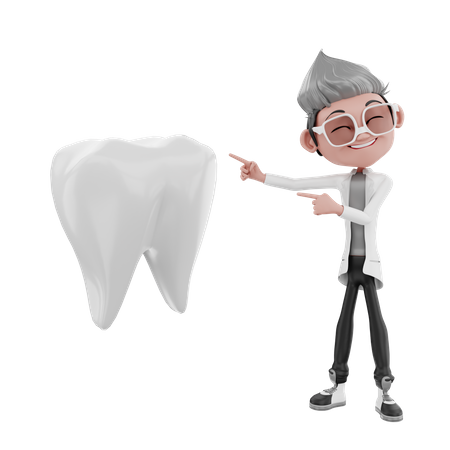 Médico apontando no dente  3D Illustration