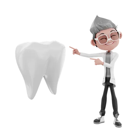 Médico apontando no dente  3D Illustration