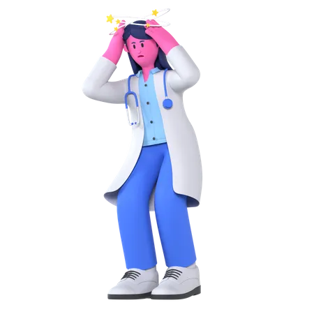 Médico tendo dor de cabeça  3D Illustration