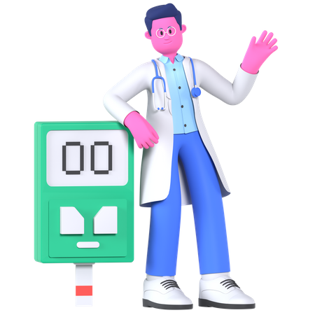 Médico com glicosímetro  3D Icon