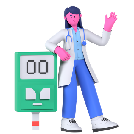 Médico com glicosímetro  3D Icon