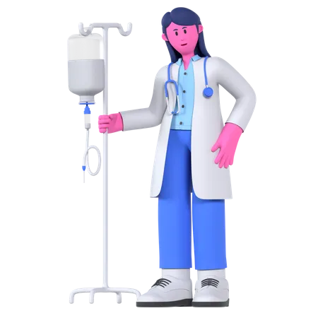 Médico com infusão  3D Illustration