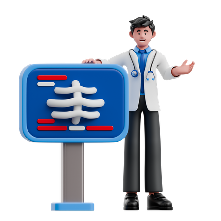 Médico com raio x  3D Illustration